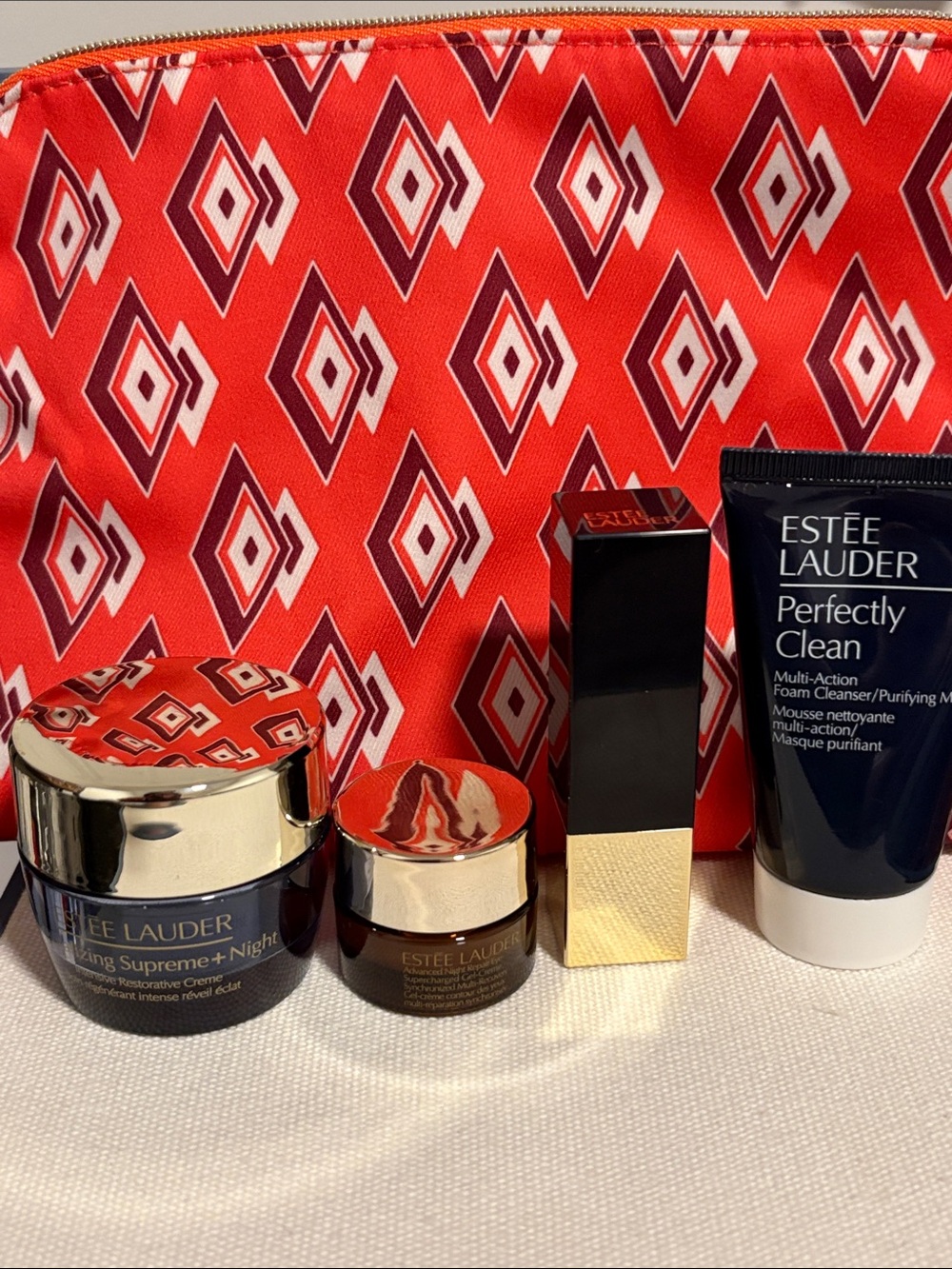 New Estée Lauder 5 Pc Bundle Cleanser Lipstick Restorative Cream Night Crème